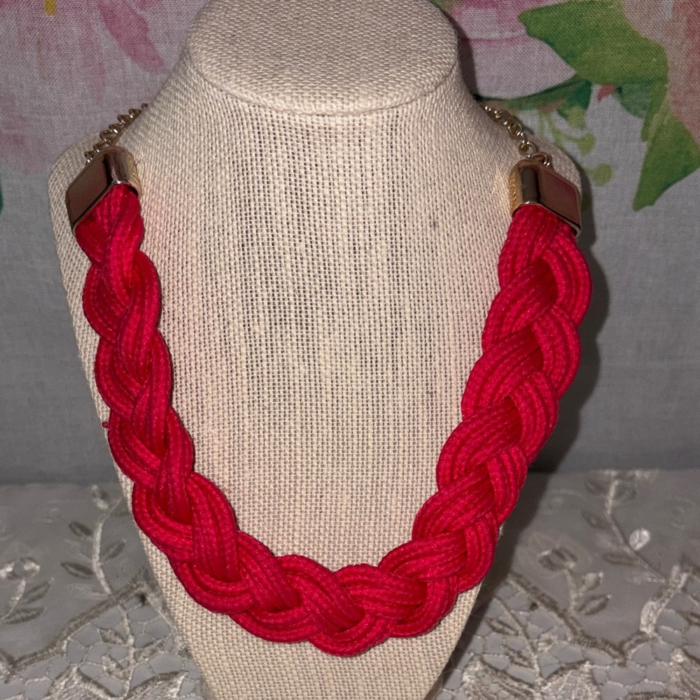 Elegant Hot Pink Braided Necklace